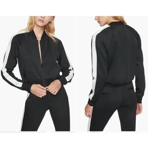 Pam & Gela Stripe Track Jacket In Black & White Size Small
